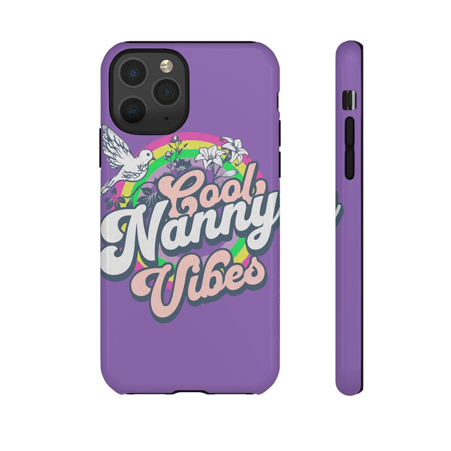 Cool Nanny Caregiver Vibes Retro Look in Purple Tough Phone Cases iPhone 11 Pro Glossy