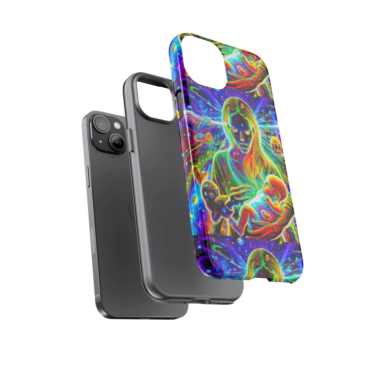 Psychedelic Nanny Caregiver with baby Tough Phone Cases