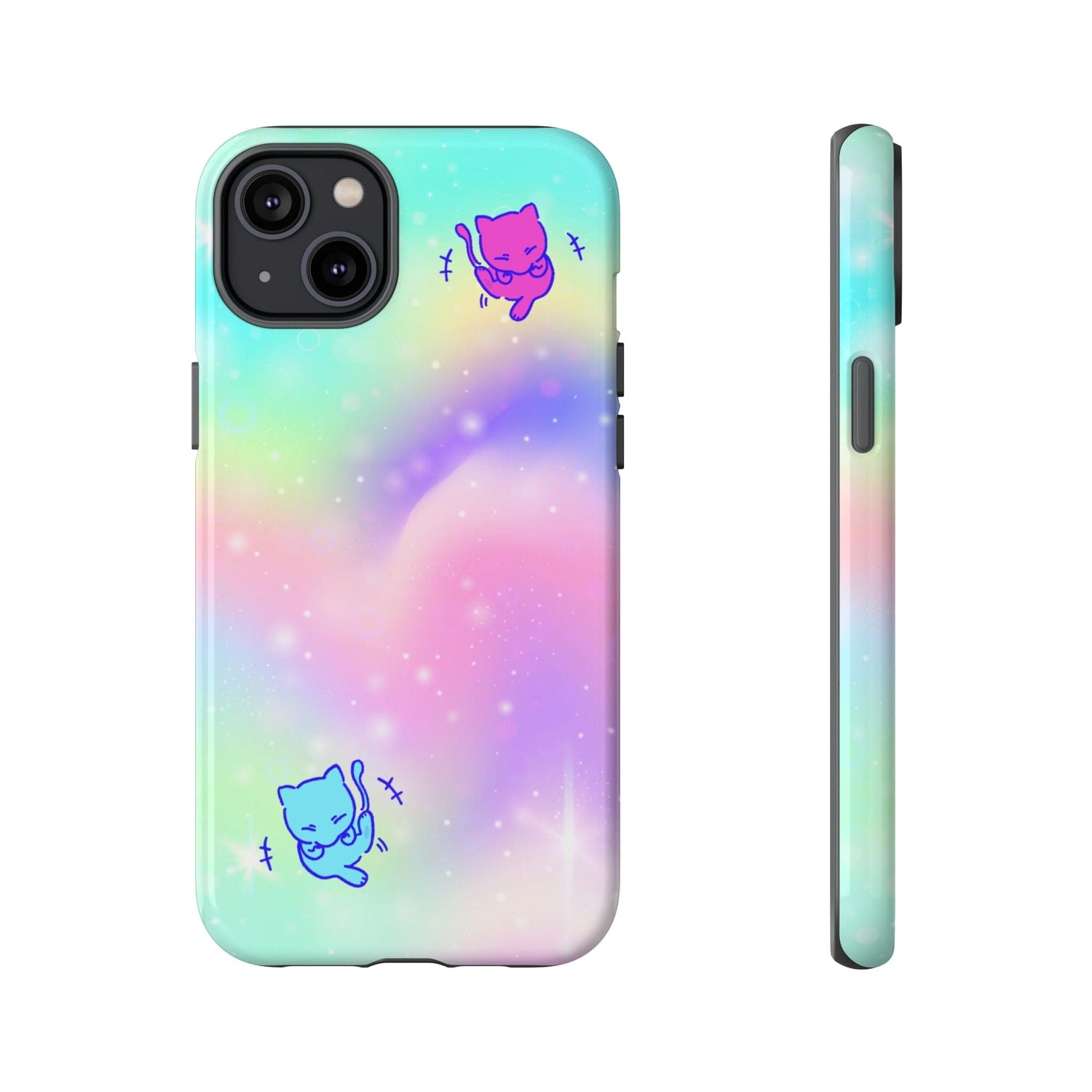 Giggling Mew Rainbow Tough Phone Cases iPhone 14 Plus Glossy