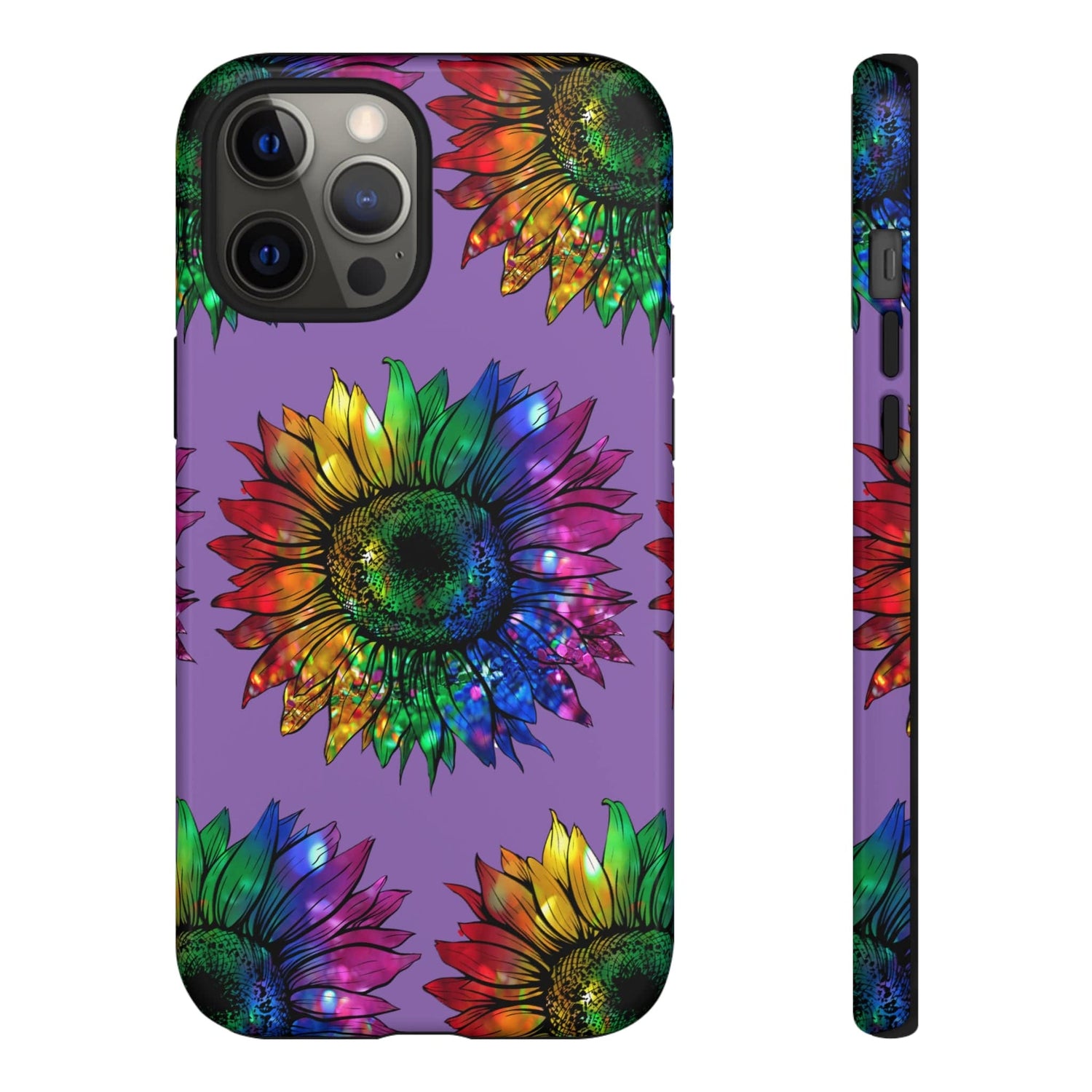 Jeweled Sunflower Rainbow in Purple Tough Phone Cases iPhone 12 Pro Max Glossy