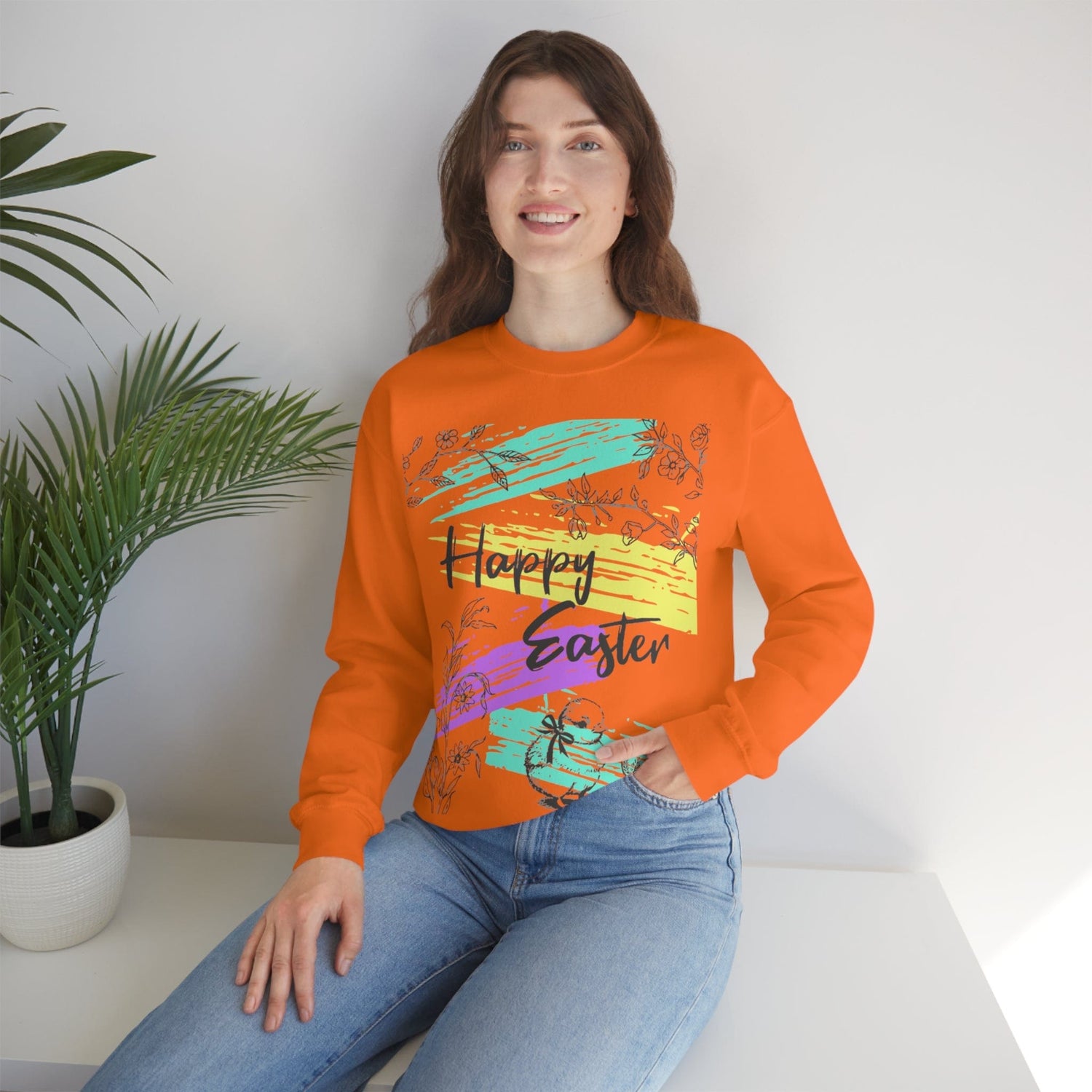 Happy Easter Pastel Unisex Heavy Blend Crewneck Sweatshirt