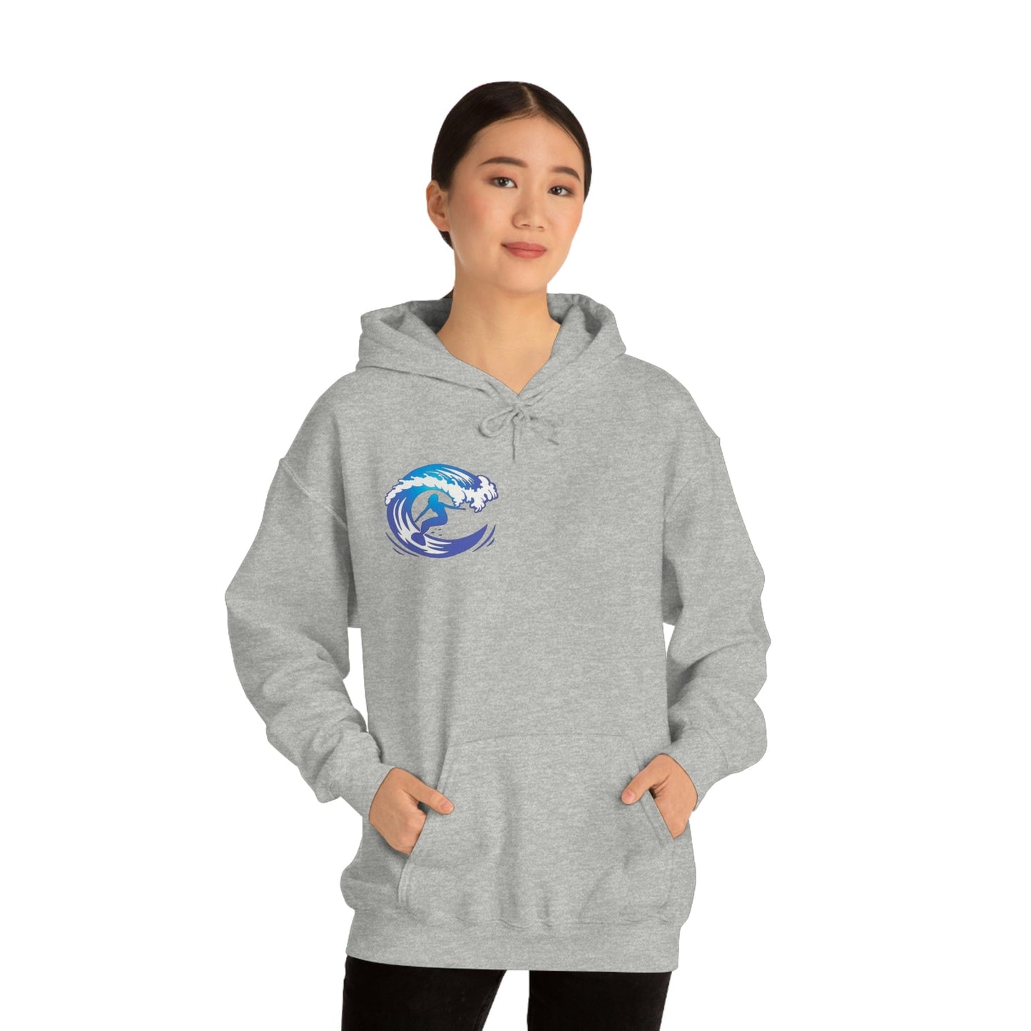 Surf girl Hang Ten on the wave Unisex Heavy Blend Hooded Sweatshirt