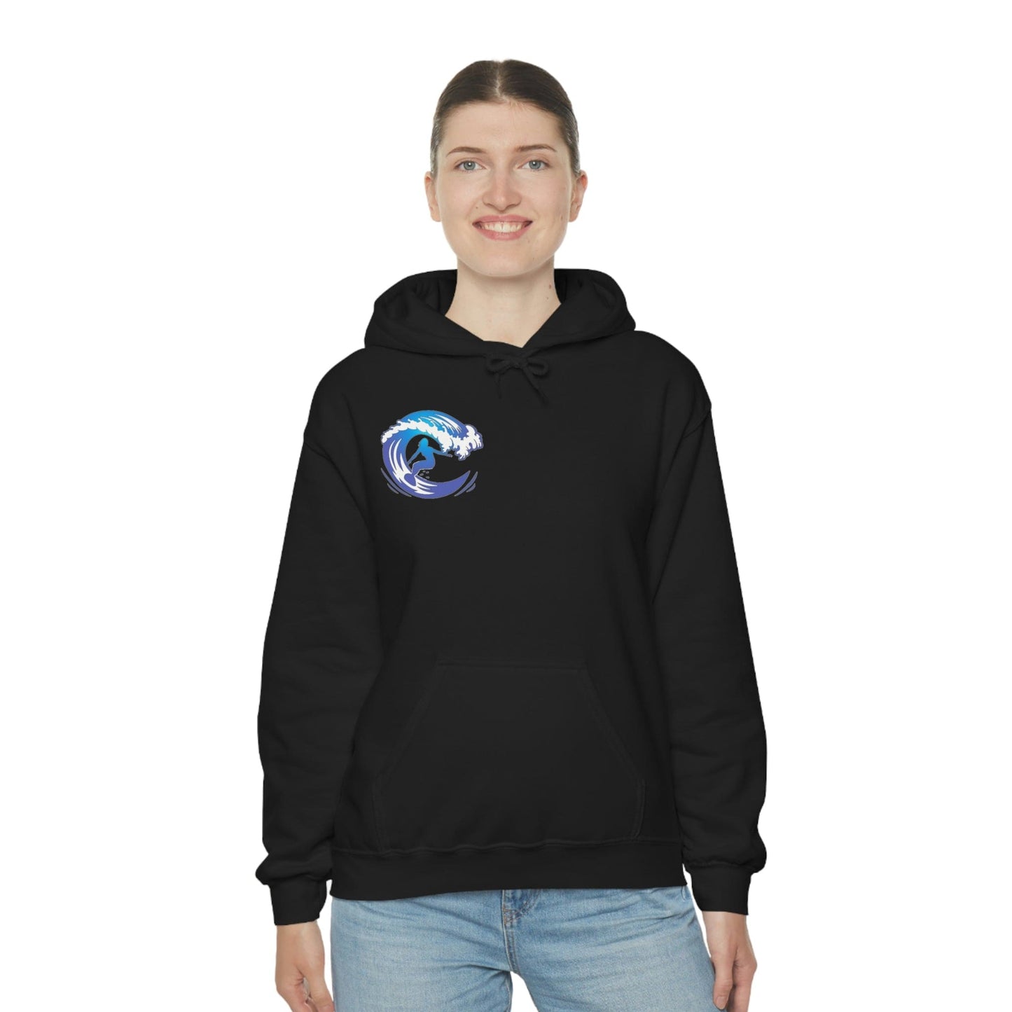 Surf girl Hang Ten on the wave Unisex Heavy Blend Hooded Sweatshirt