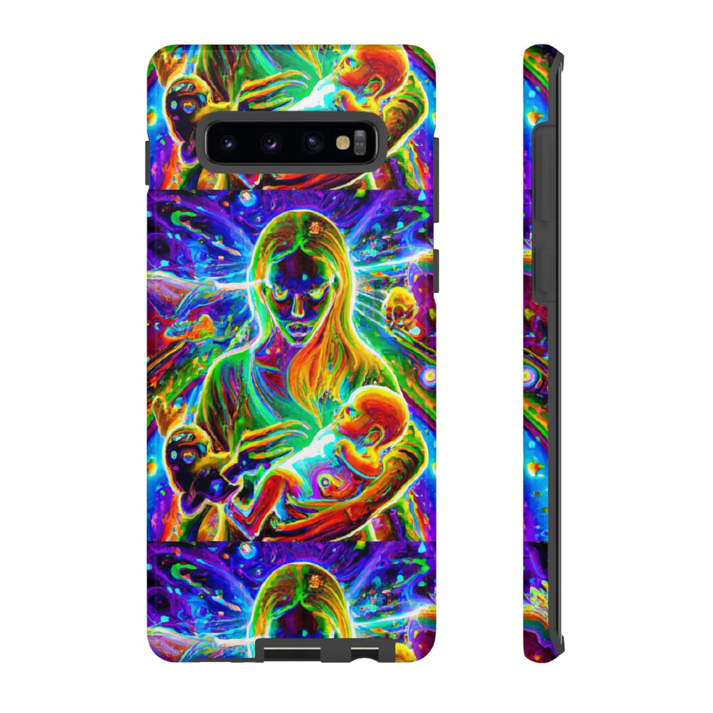 Psychedelic Nanny Caregiver with baby Tough Phone Cases Samsung Galaxy S10 Plus Glossy