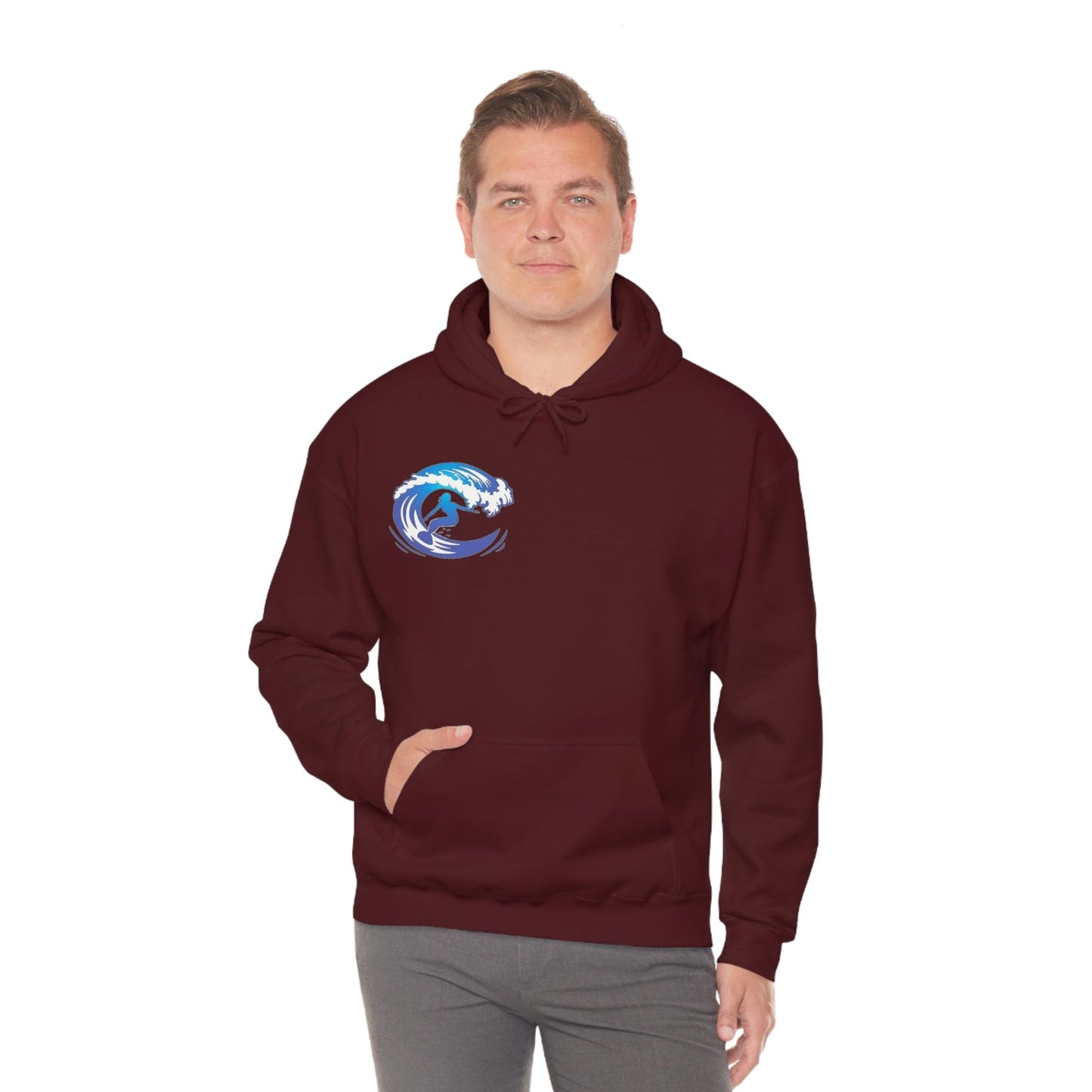 Surf girl Hang Ten on the wave Unisex Heavy Blend Hooded Sweatshirt