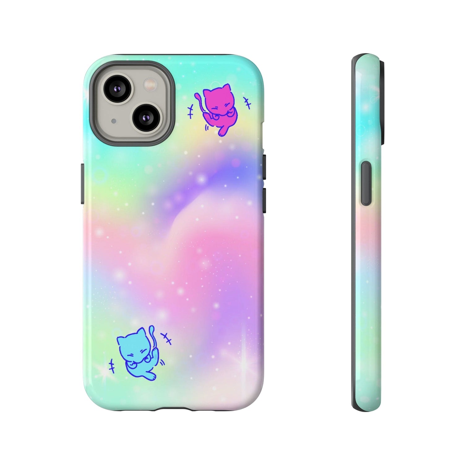 Giggling Mew Rainbow Tough Phone Cases iPhone 14 Glossy