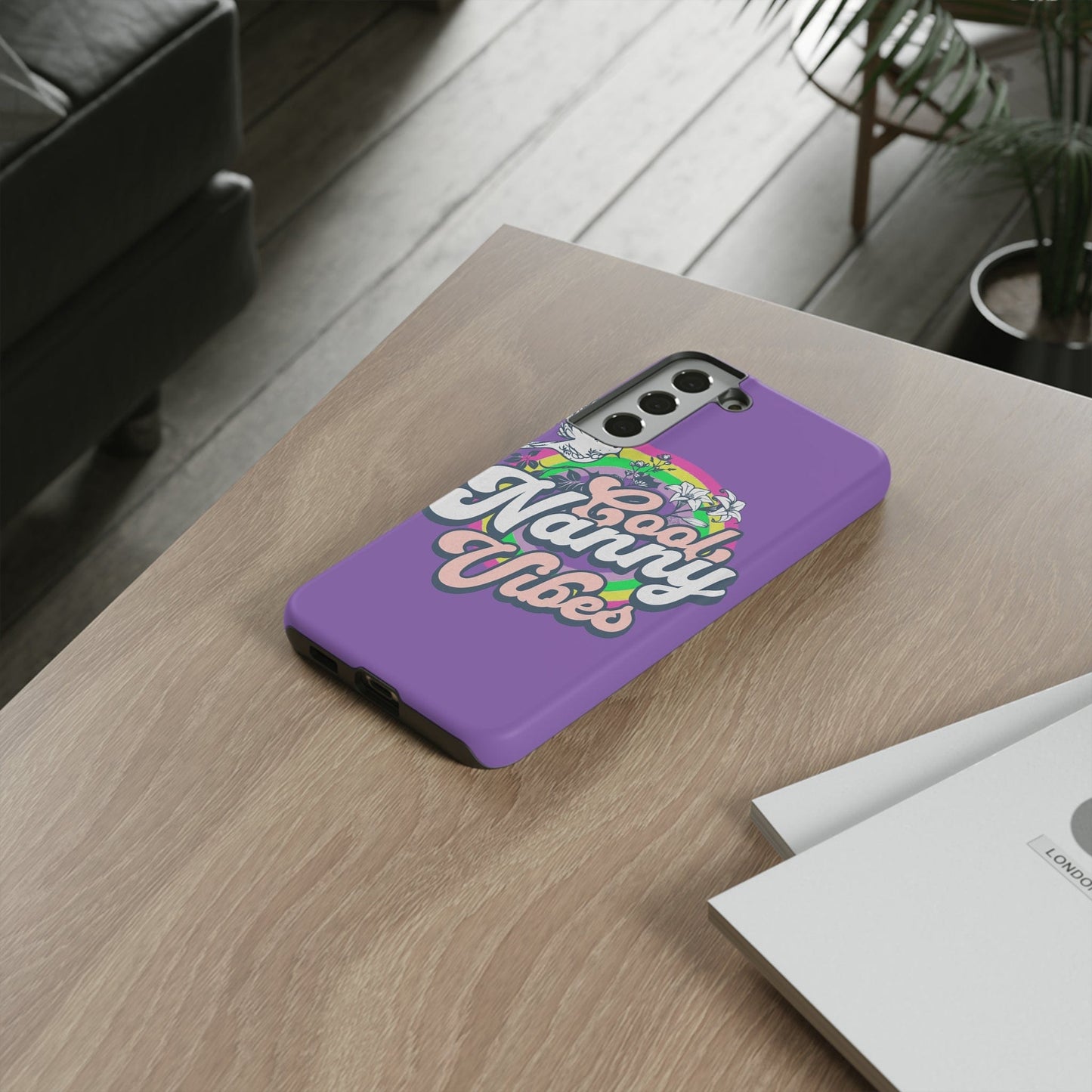 Cool Nanny Caregiver Vibes Retro Look in Purple Tough Phone Cases