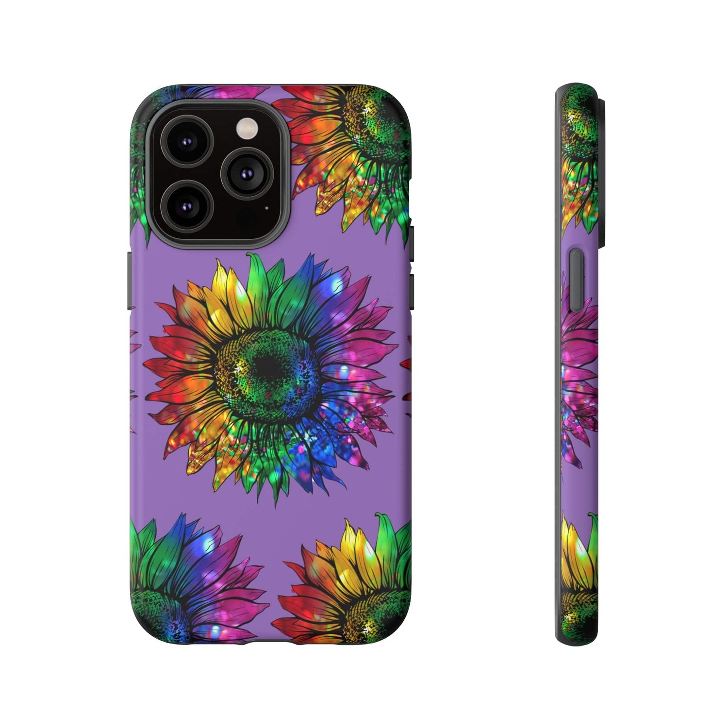 Jeweled Sunflower Rainbow in Purple Tough Phone Cases iPhone 14 Pro Max Matte