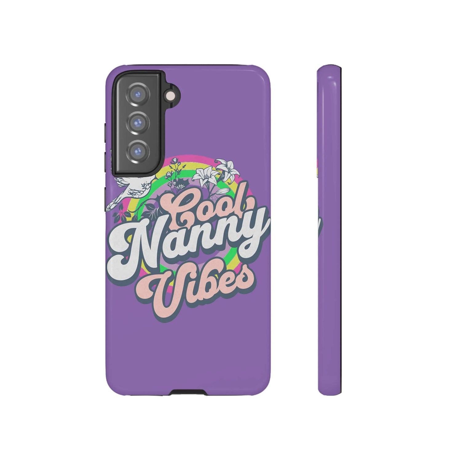 Cool Nanny Caregiver Vibes Retro Look in Purple Tough Phone Cases Samsung Galaxy S21 FE Glossy