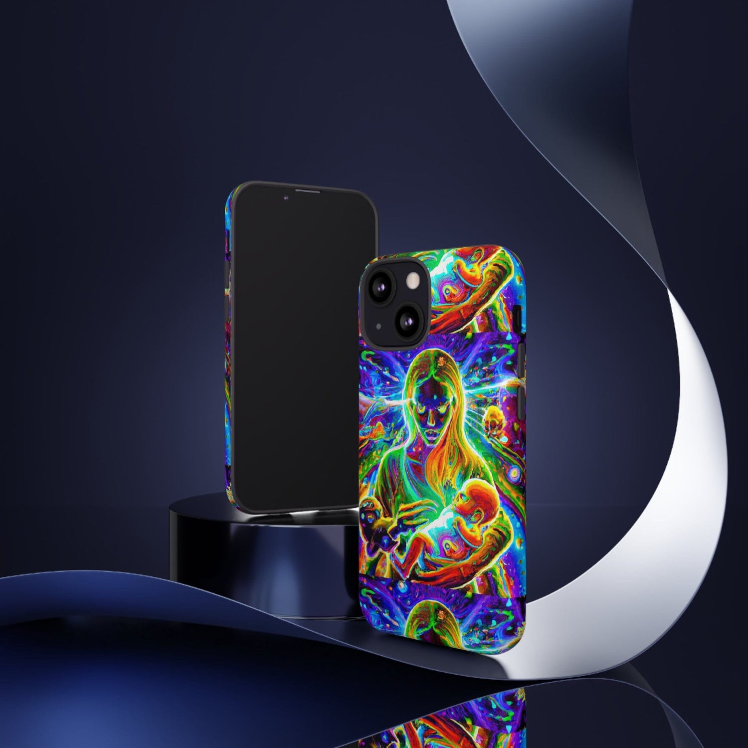 Psychedelic Nanny Caregiver with baby Tough Phone Cases