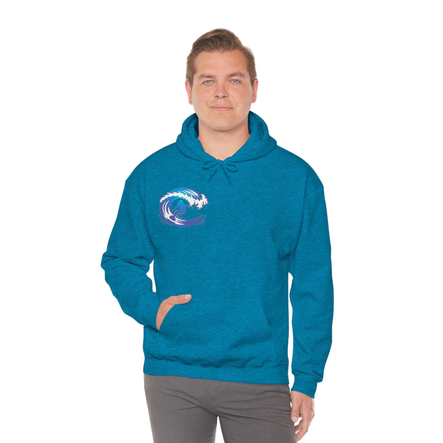 Surf girl Hang Ten on the wave Unisex Heavy Blend Hooded Sweatshirt