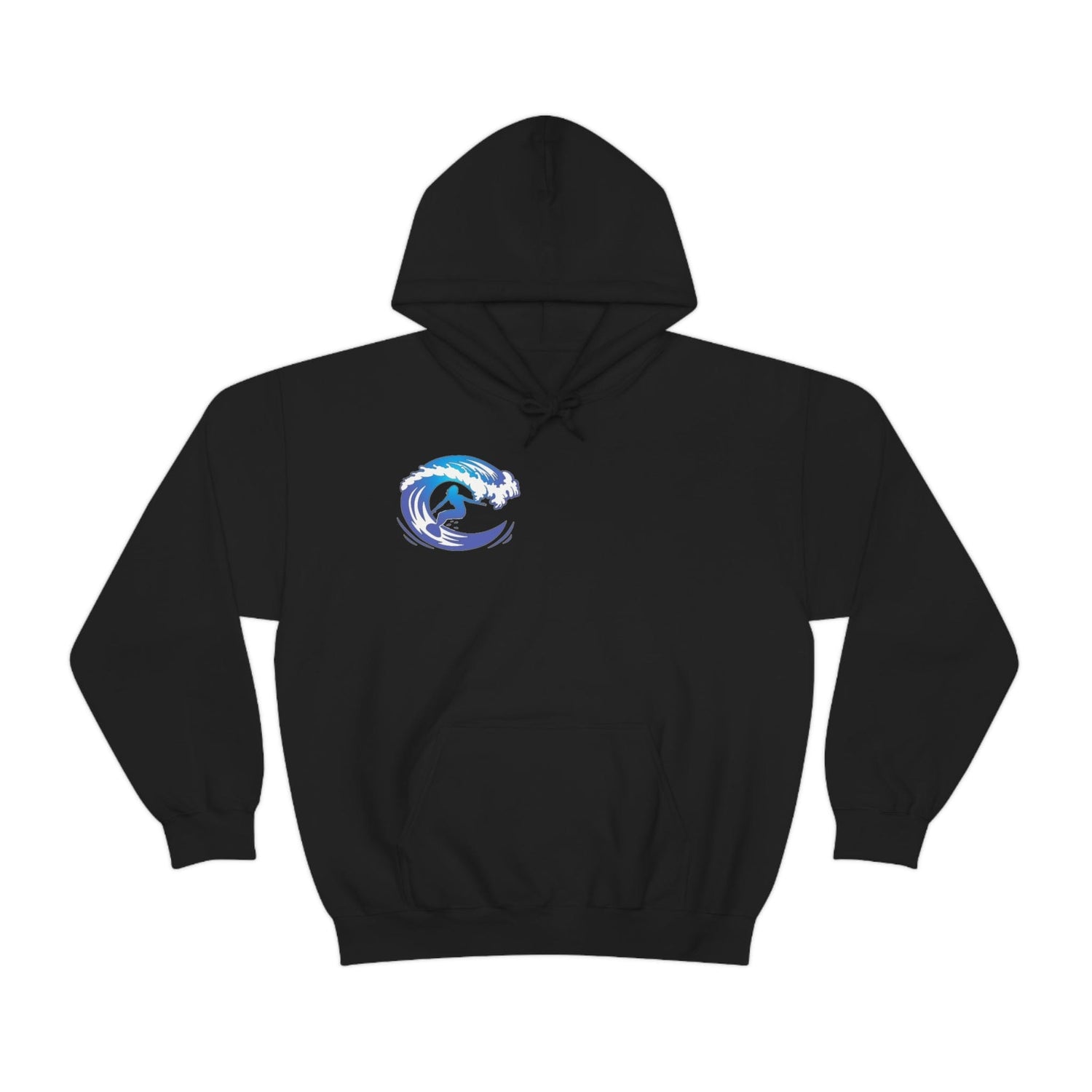 Surf girl Hang Ten on the wave Unisex Heavy Blend Hooded Sweatshirt Black