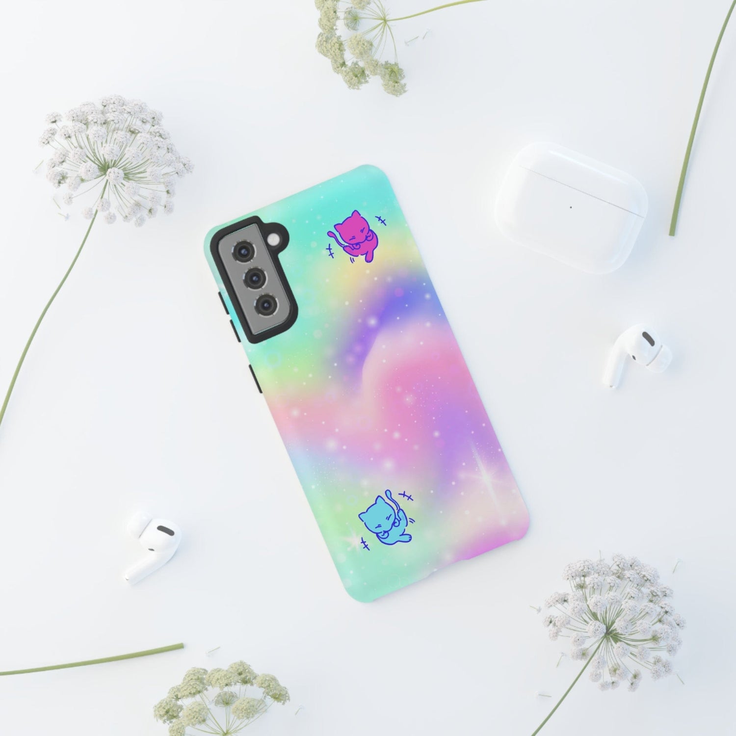 Giggling Mew Rainbow Tough Phone Cases