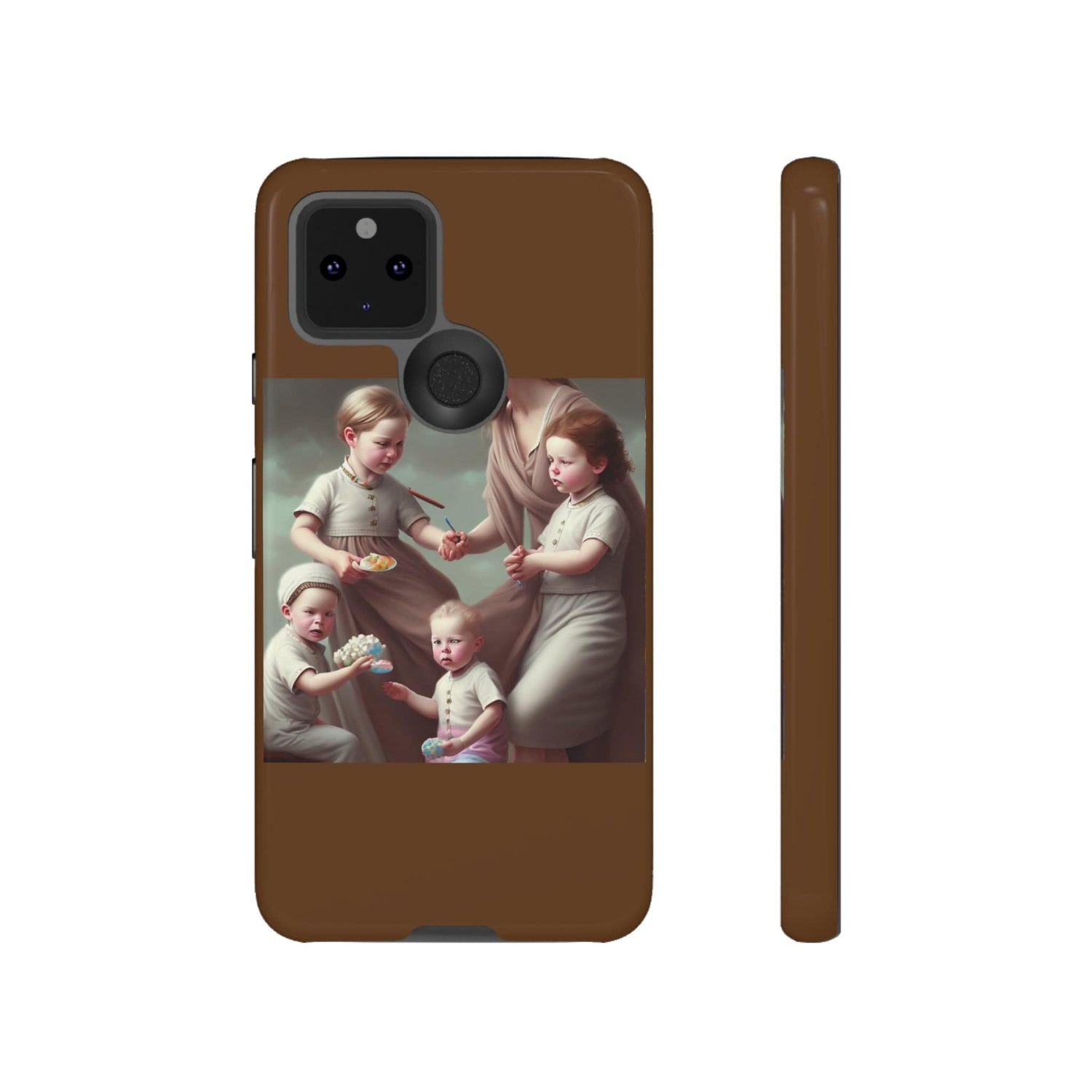 Nanny Caregiver Oil Painting with kids Tough Phone Cases Google Pixel 5 5G Glossy