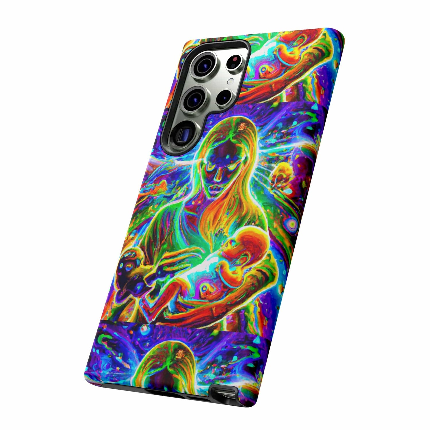 Psychedelic Nanny Caregiver with baby Tough Phone Cases