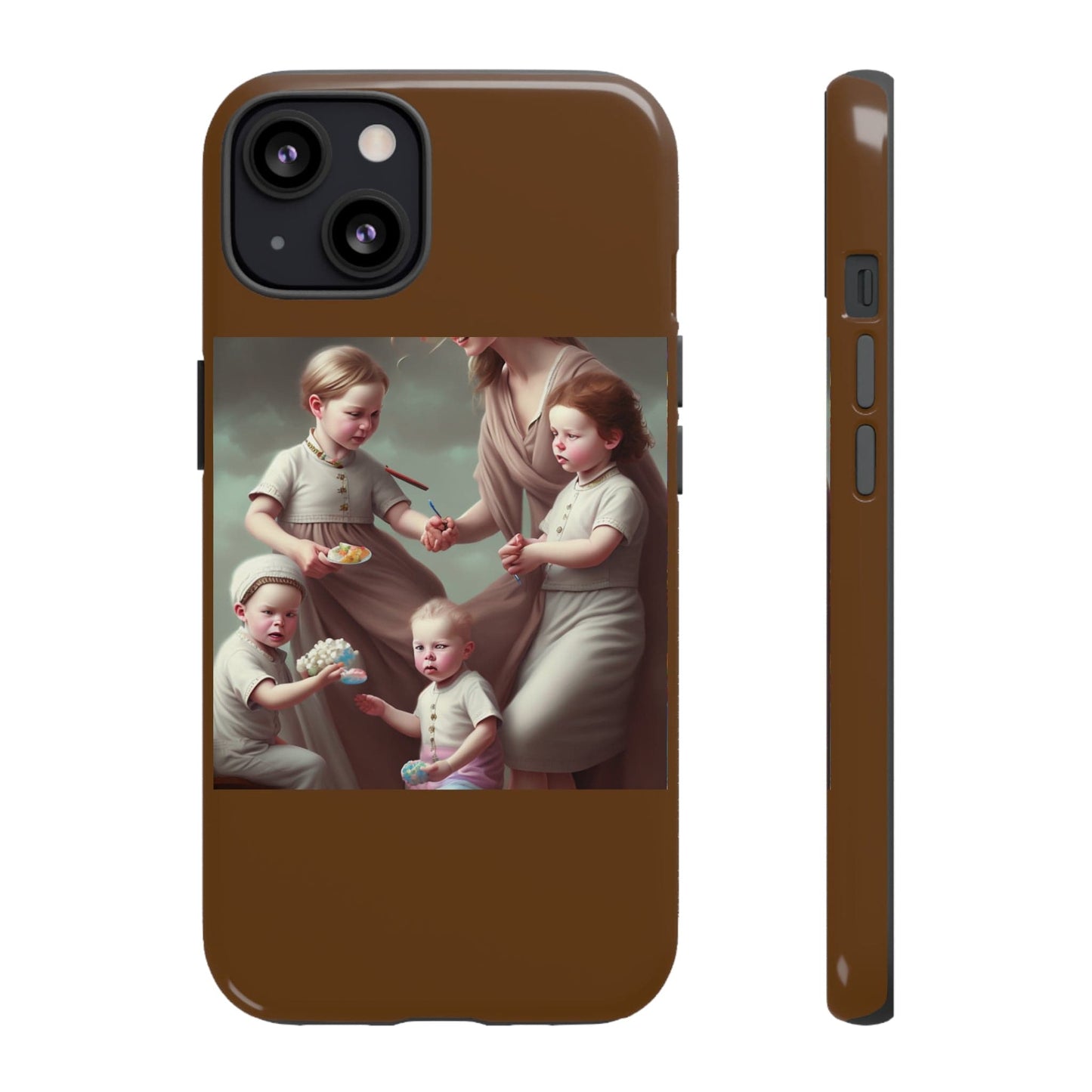 Nanny Caregiver Oil Painting with kids Tough Phone Cases iPhone 13 Glossy