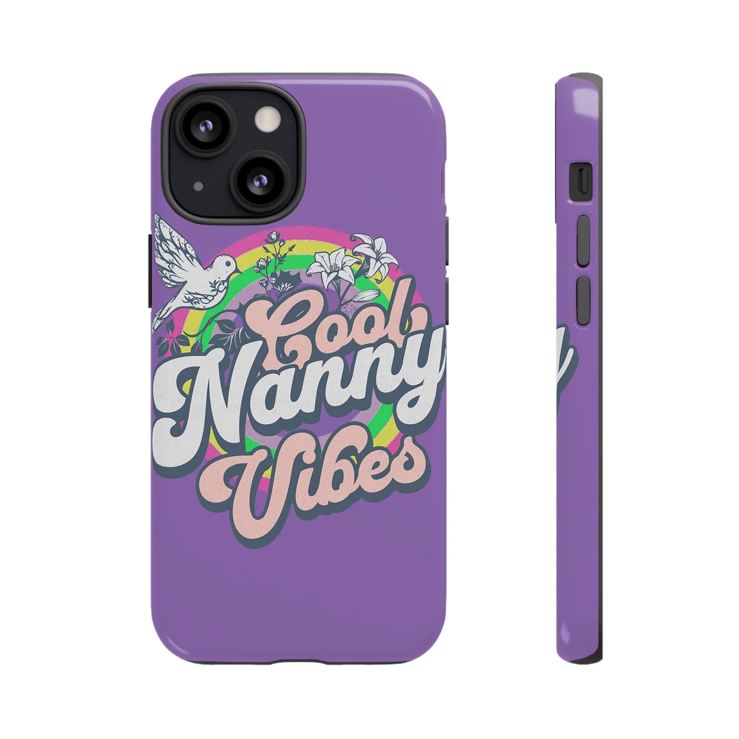 Cool Nanny Caregiver Vibes Retro Look in Purple Tough Phone Cases iPhone 13 Mini Glossy