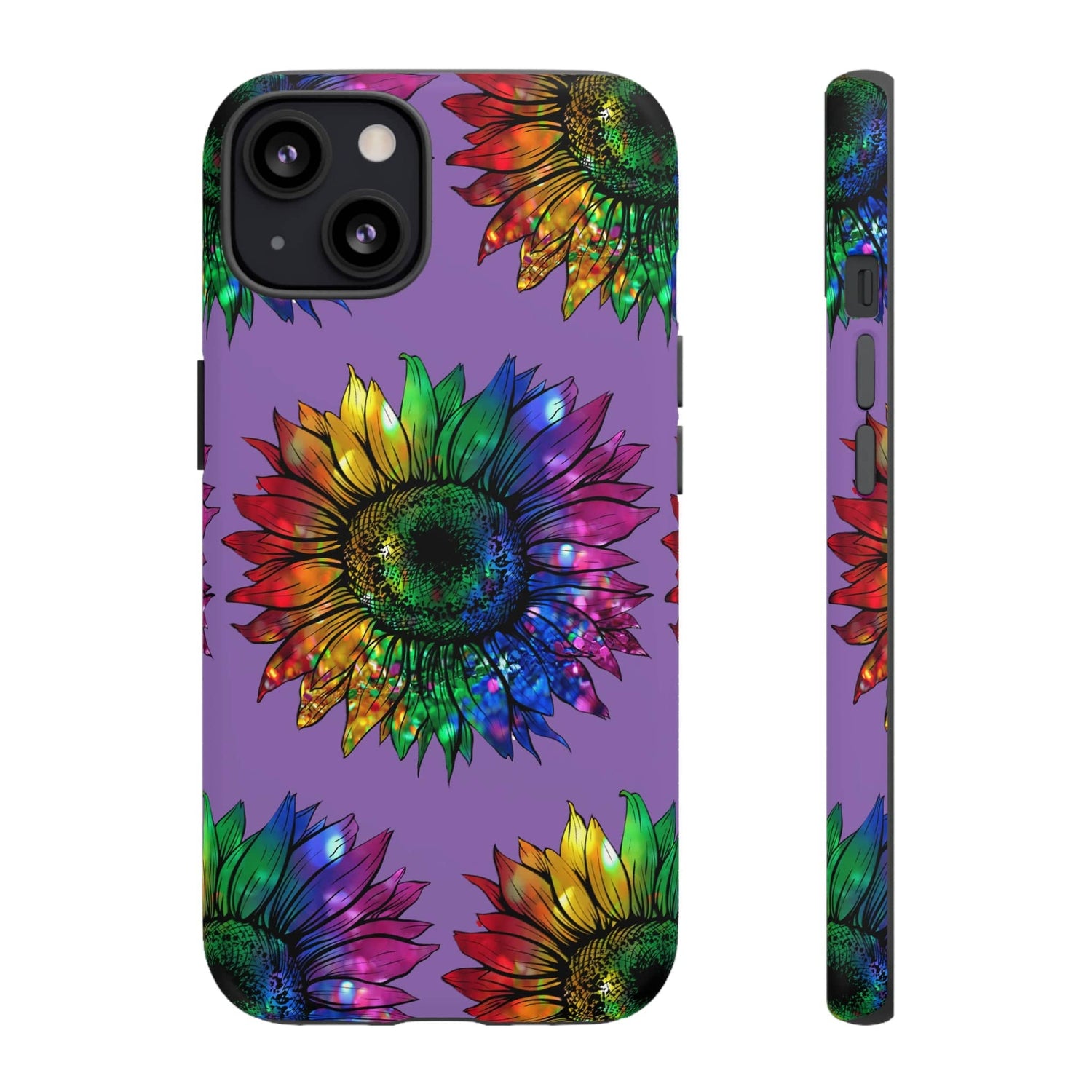 Jeweled Sunflower Rainbow in Purple Tough Phone Cases iPhone 13 Matte