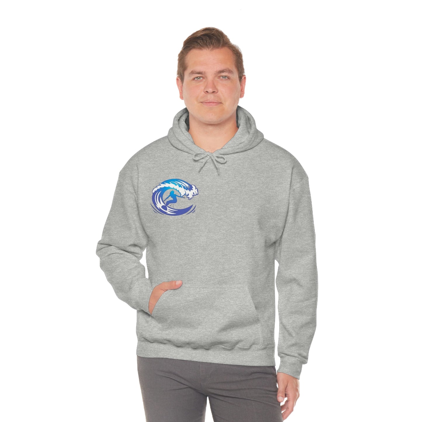 Surf girl Hang Ten on the wave Unisex Heavy Blend Hooded Sweatshirt