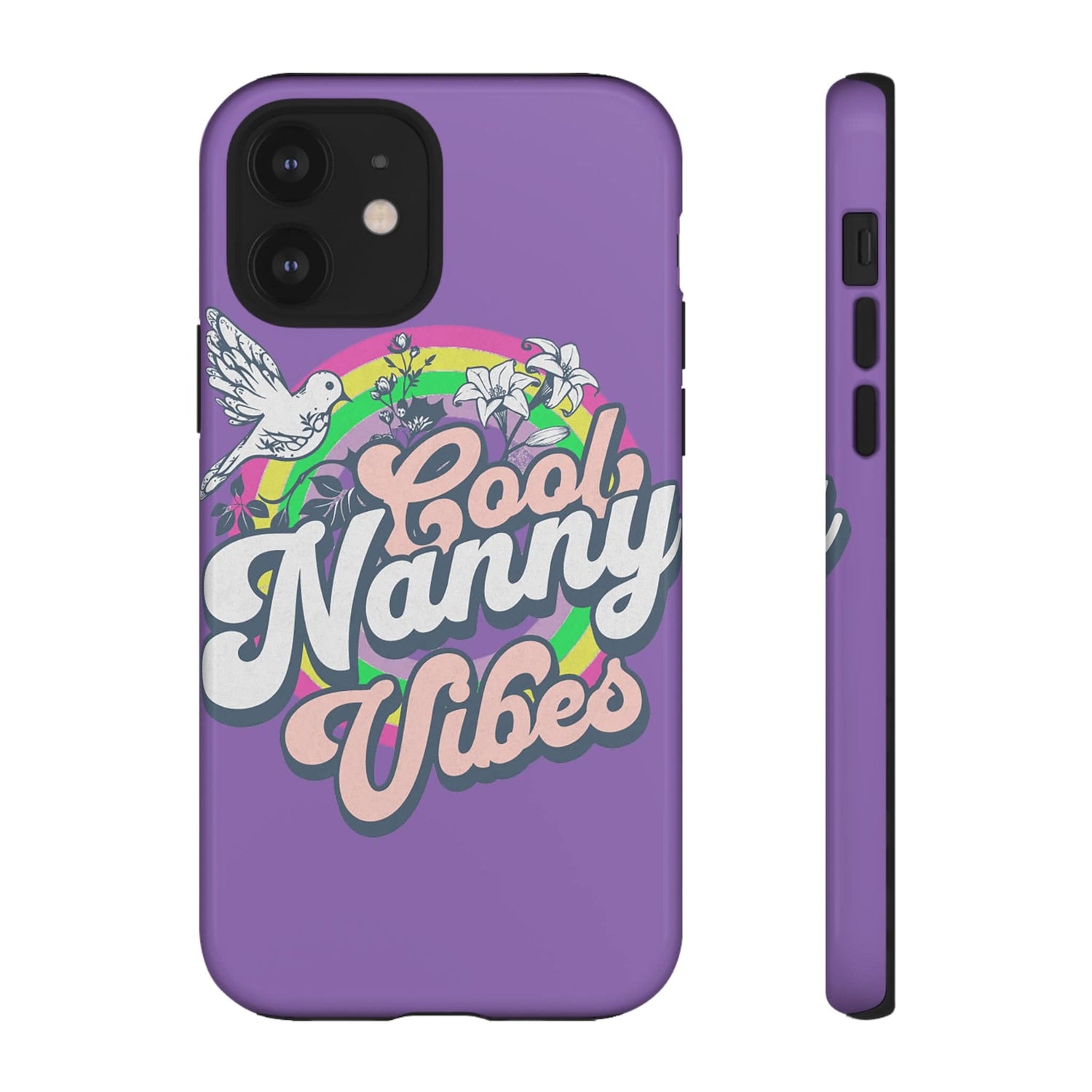 Cool Nanny Caregiver Vibes Retro Look in Purple Tough Phone Cases iPhone 12 Glossy