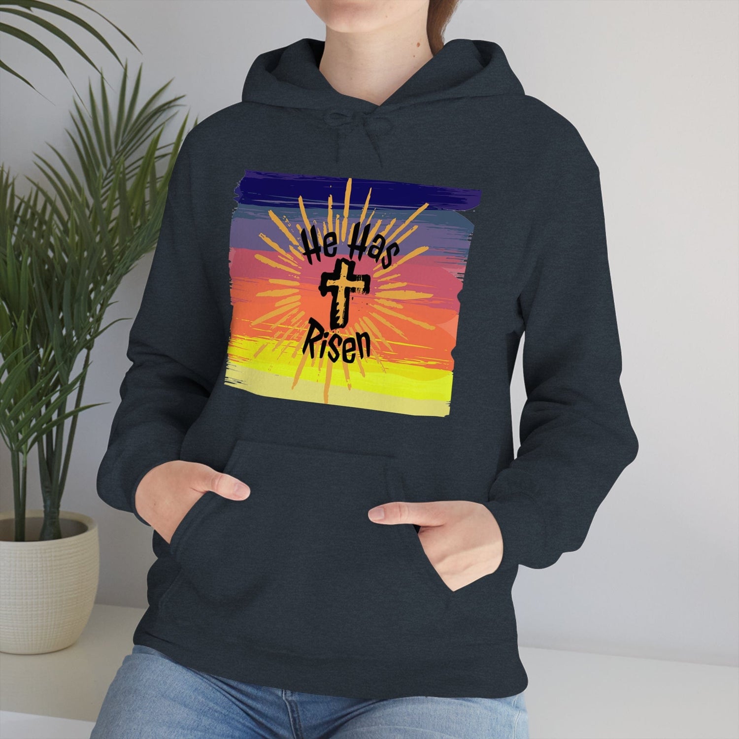 Easter He is Risen Sunset Unisex Heavy Blend Hooded Sweatshirt