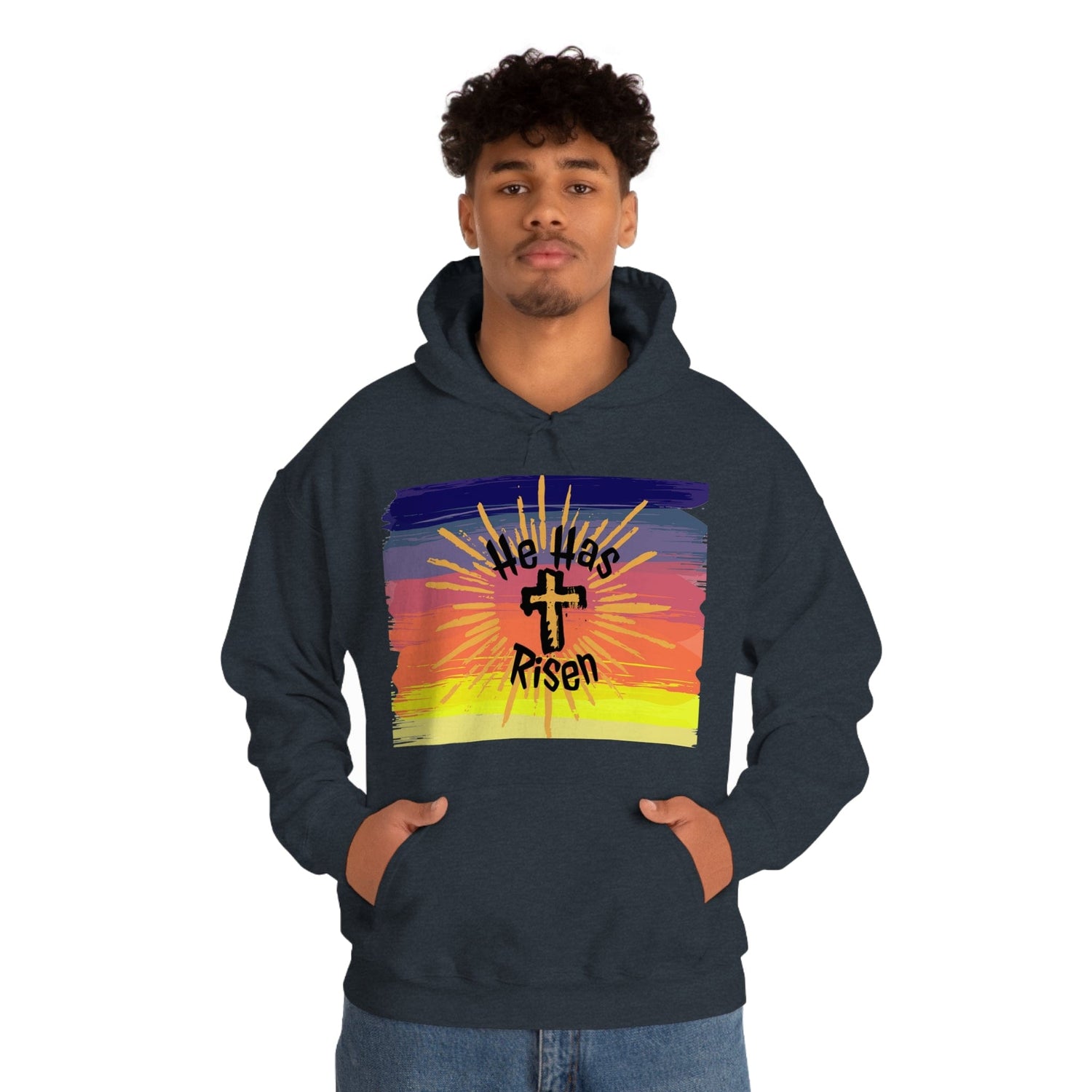 Easter He is Risen Sunset Unisex Heavy Blend Hooded Sweatshirt