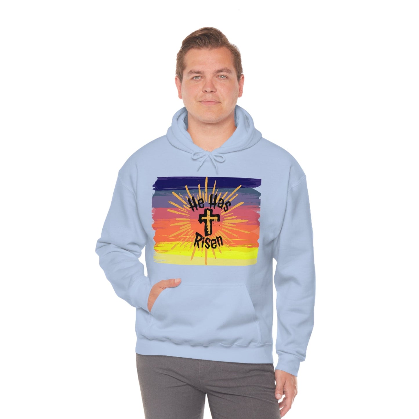 Easter He is Risen Sunset Unisex Heavy Blend Hooded Sweatshirt